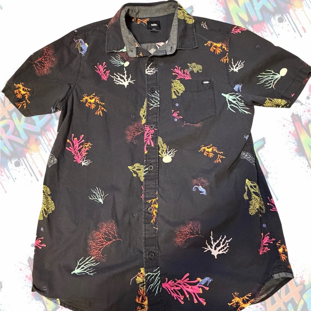 Men's Small VANS Black Patterned Shirt
